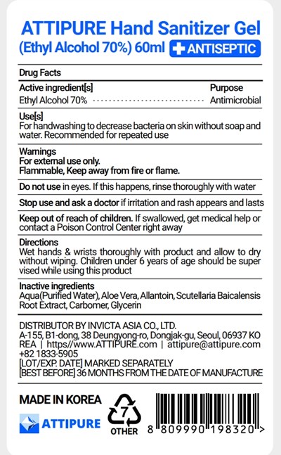 60ml Ndc: 76709-203-01 Label (Attipure Sanitizer Gel 60ml Label)